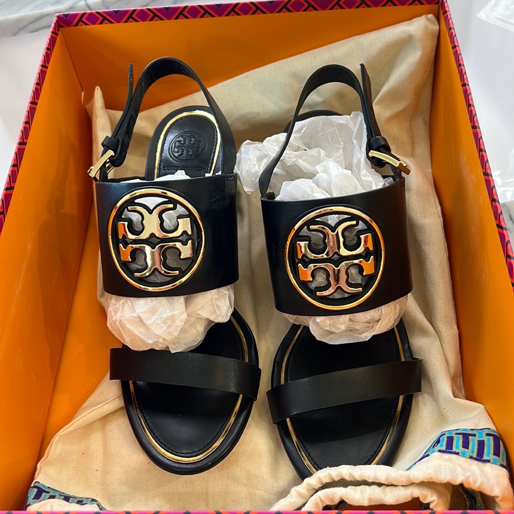 New Tory Burch sandal Metal Miller 65mm Wedge